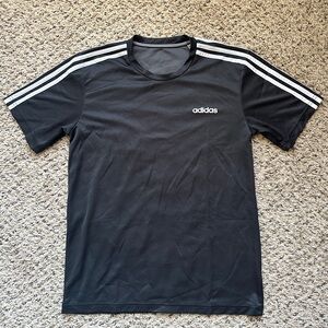 Adidas Black Short Sleeve Tee with Iconic Stripes